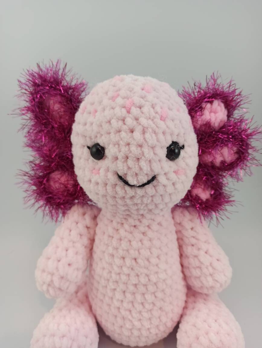 Cuddly axolotl, soft toy, crochet stuffed animal, plushies,