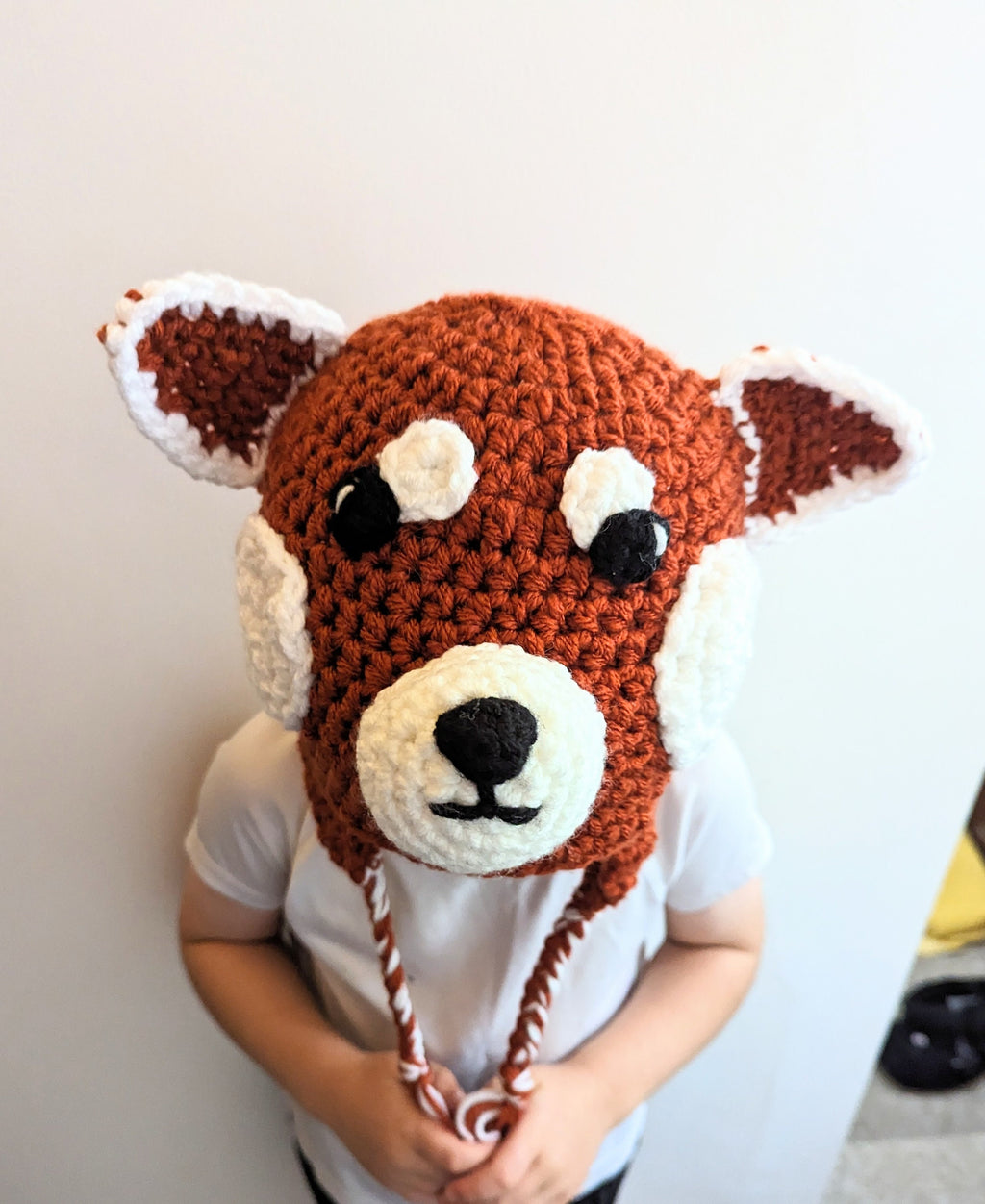Crochet red panda hat, winter novelty hat, newborn, child, toddler, adult sizes