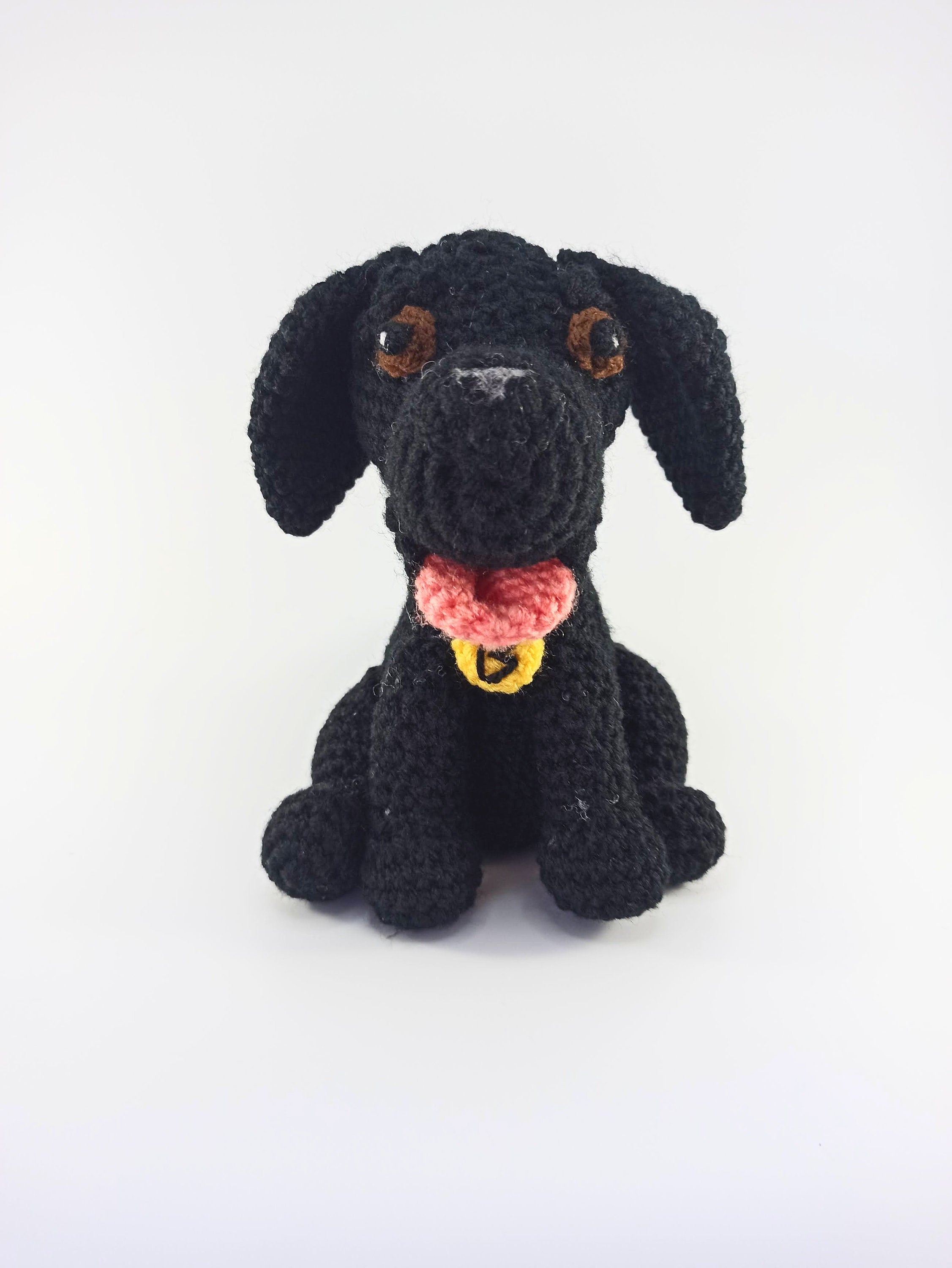 Crochet Labrador dog soft toy, plush stuffed animal, Black lab, personalised gift