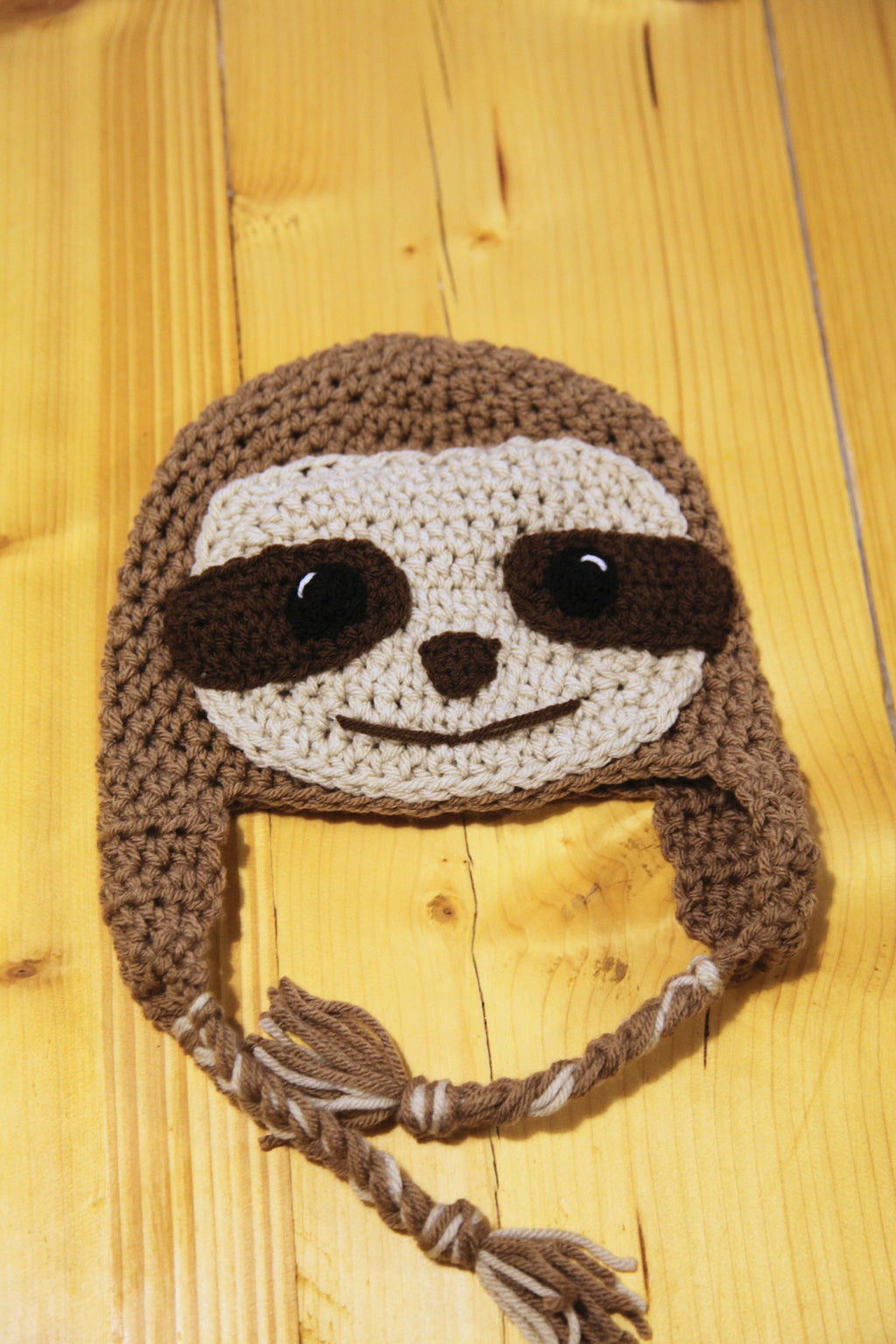 Crochet sloth winter hat, toddler, child adult sizes, novelty hat