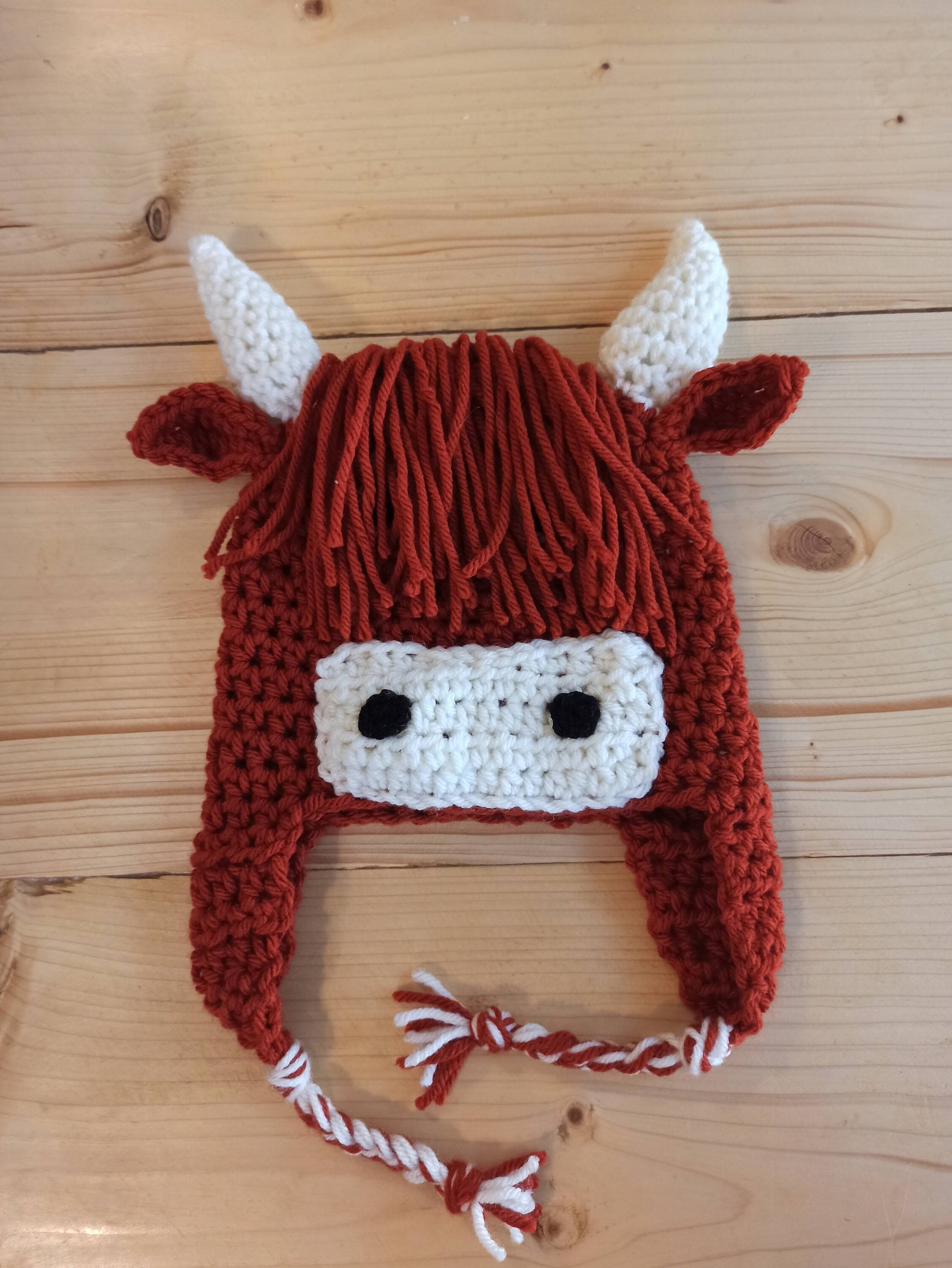 Highland cow hat, winter novelty crochet hat, toddler, child and adult size