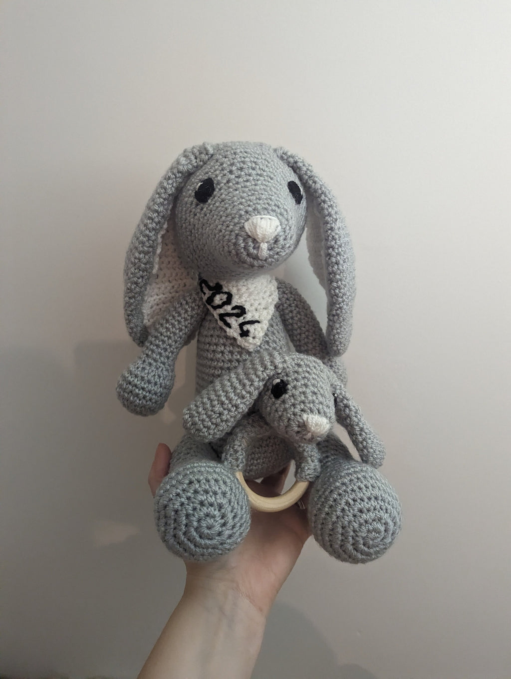Crochet Bunny and Teether Set, Newborn Gift