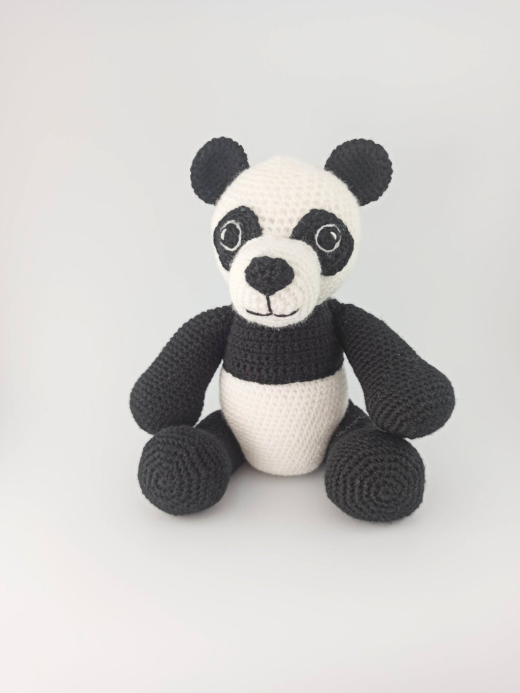 Crochet Panda cuddly toy, Soft toy, stuffed animal, black and white, nursery decor