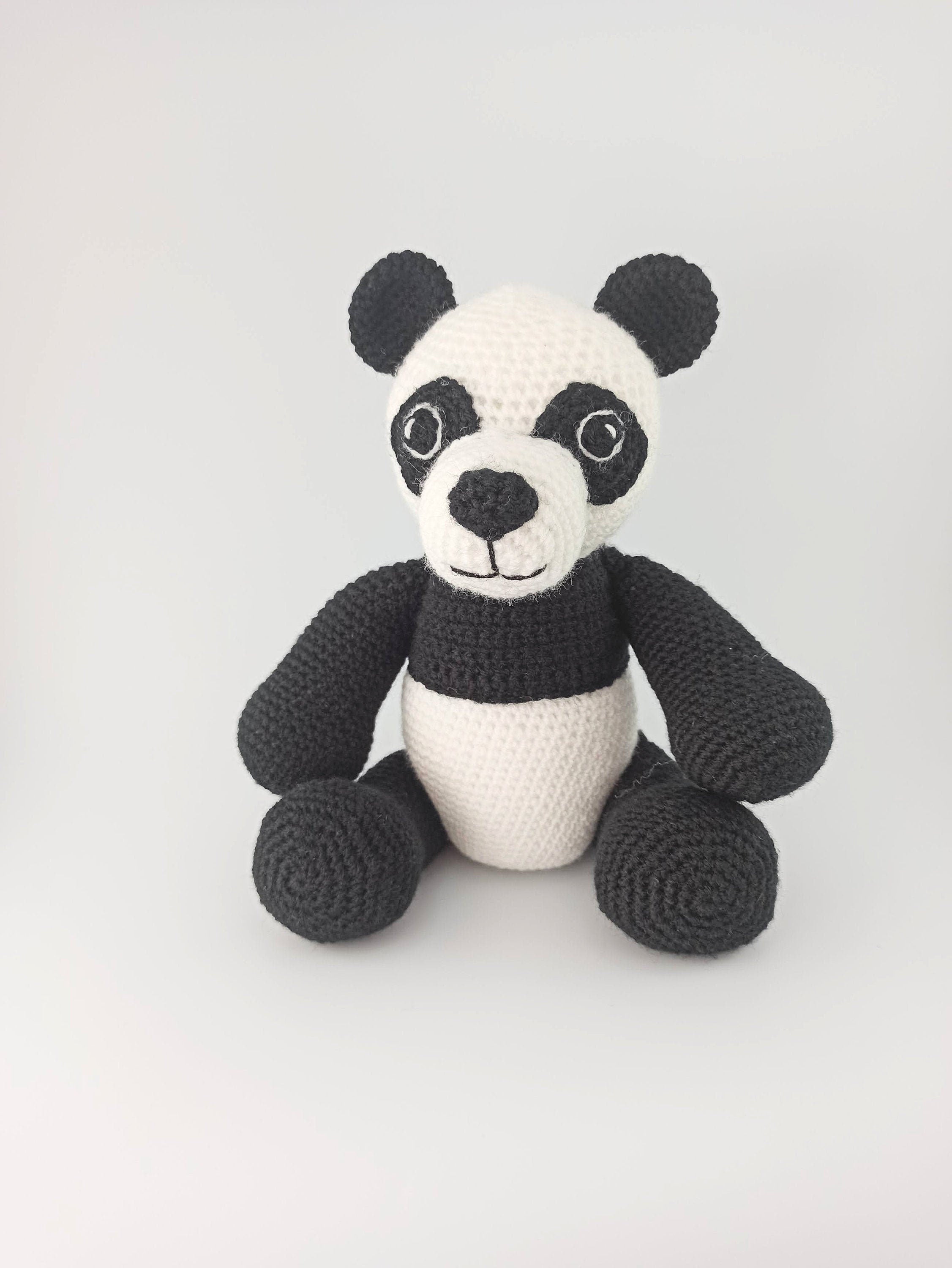 Crochet Panda cuddly toy, Soft toy, stuffed animal, black and white, nursery decor