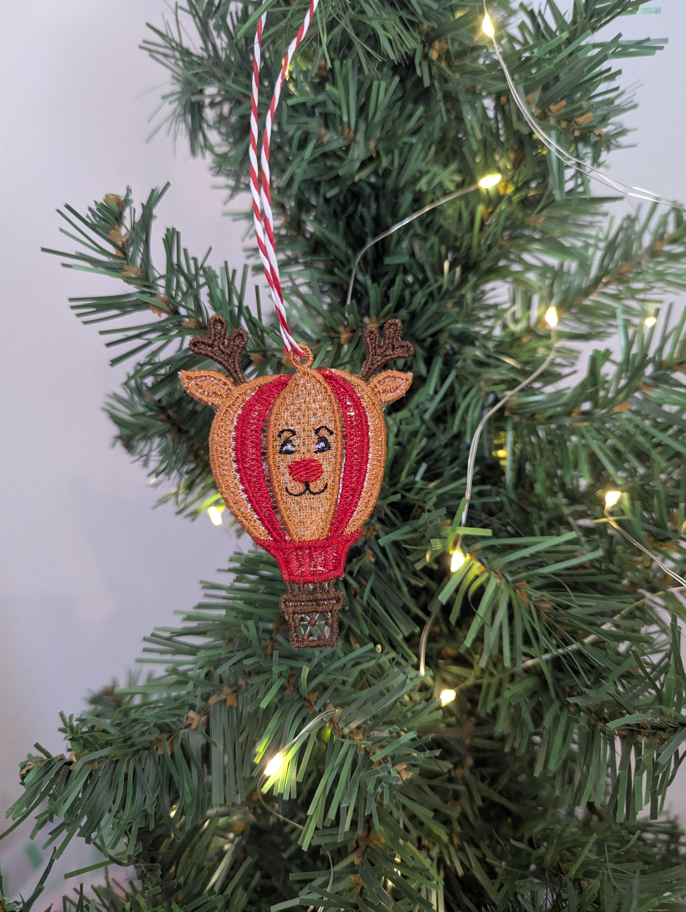 Lace Reindeer Hot Air Balloon Christmas Ornament