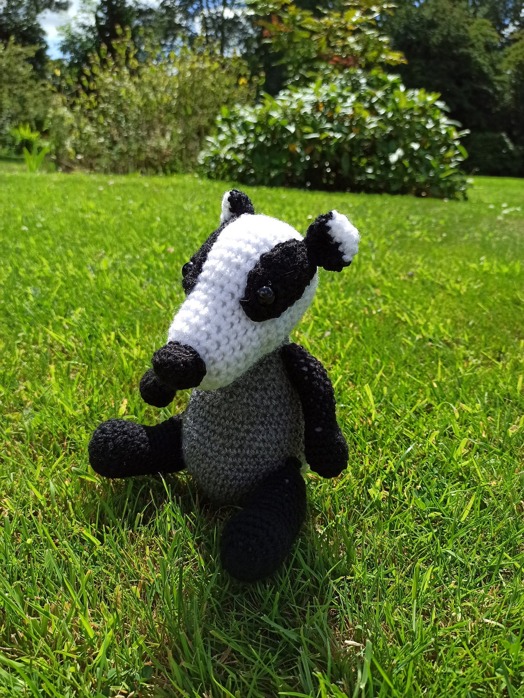 Cuddly Badger crochet soft toy, plush, handmade, plushies softies stuffed woodland decor gift children