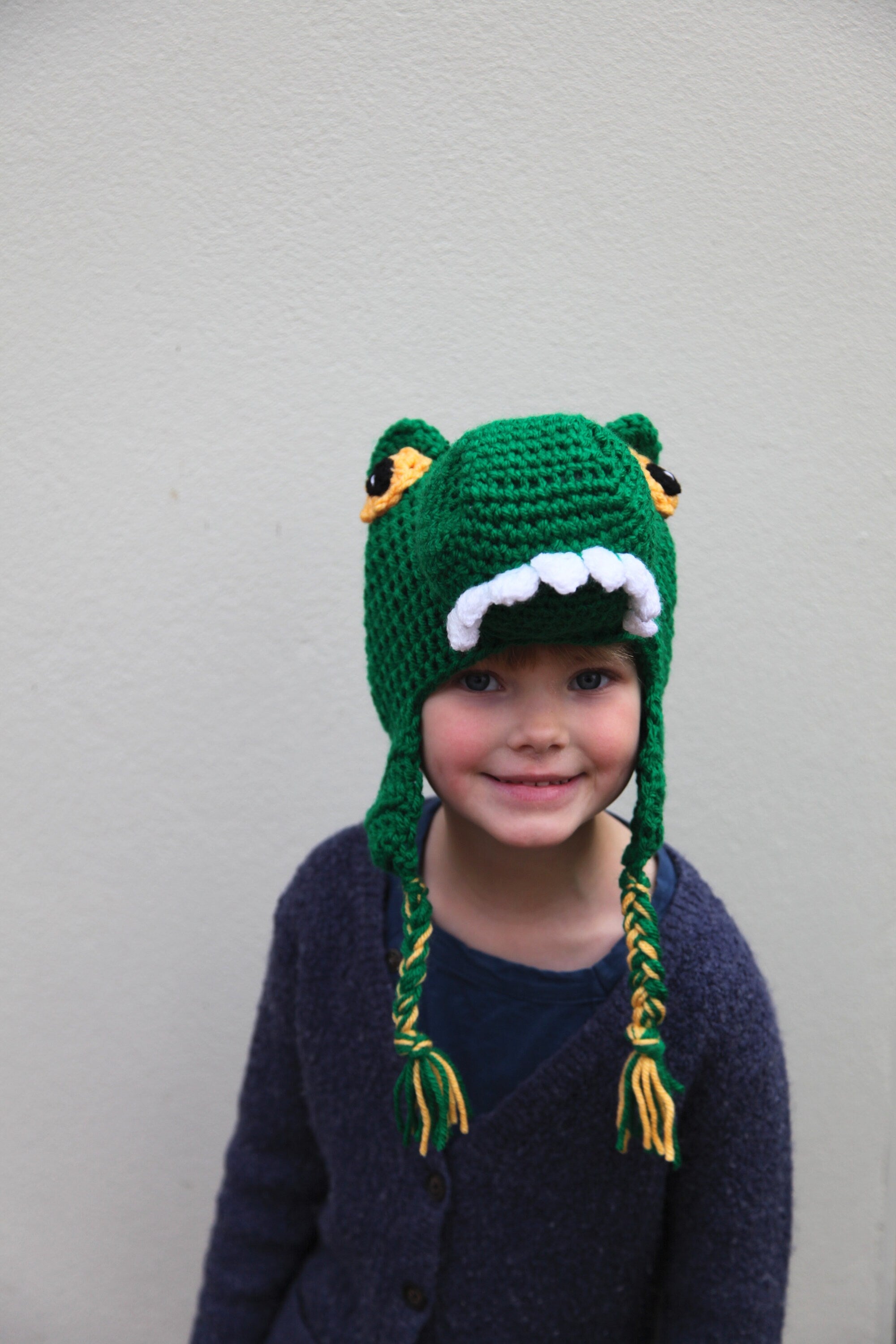 Crochet dinosaur T-Rex hat, winter novelty hat, newborn, child, toddler, adult sizes