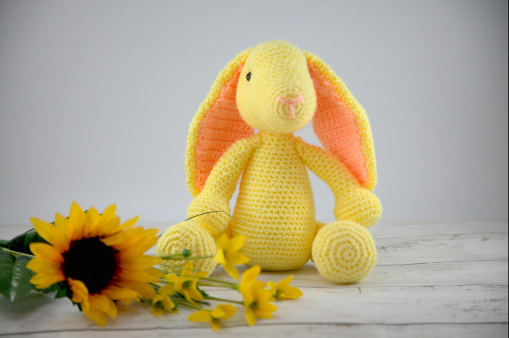 Crochet Rabbit Plush: Yellow Bunny Stuffed Animal, Nursery Decor