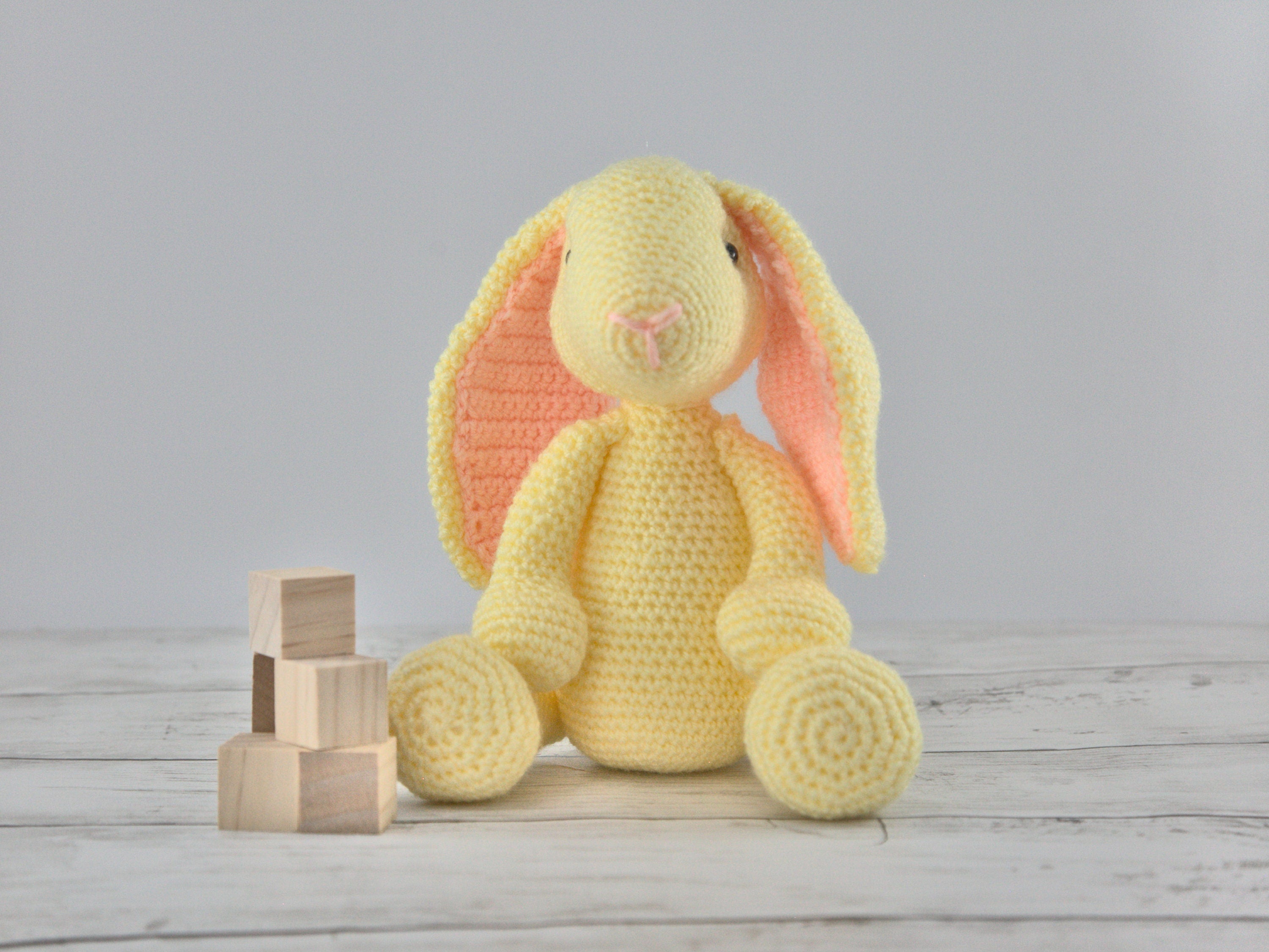 Crochet Rabbit Plush: Yellow Bunny Stuffed Animal, Nursery Decor