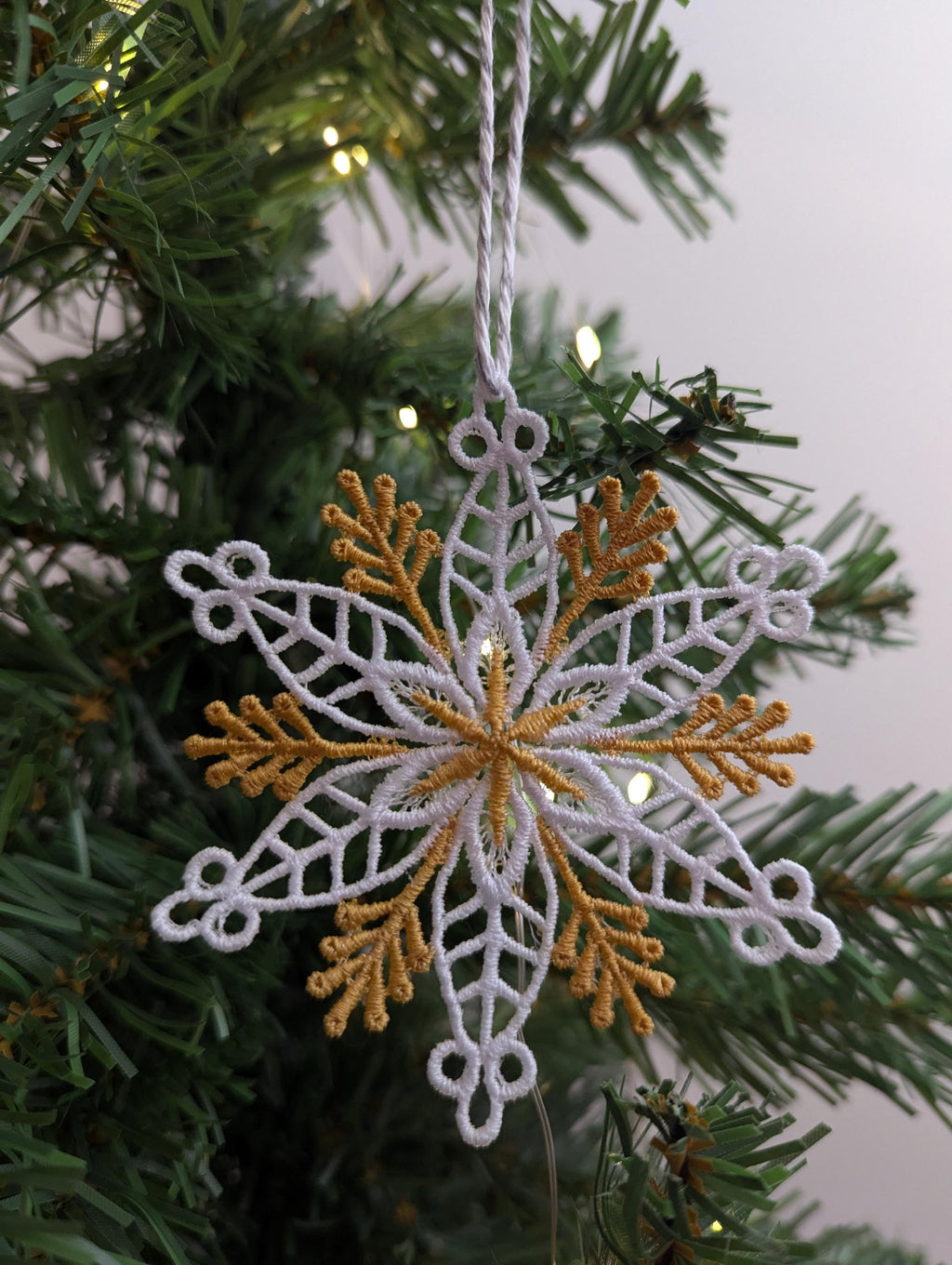 Machine Embroidery Snowflake Ornament: Lacey Christmas Decor