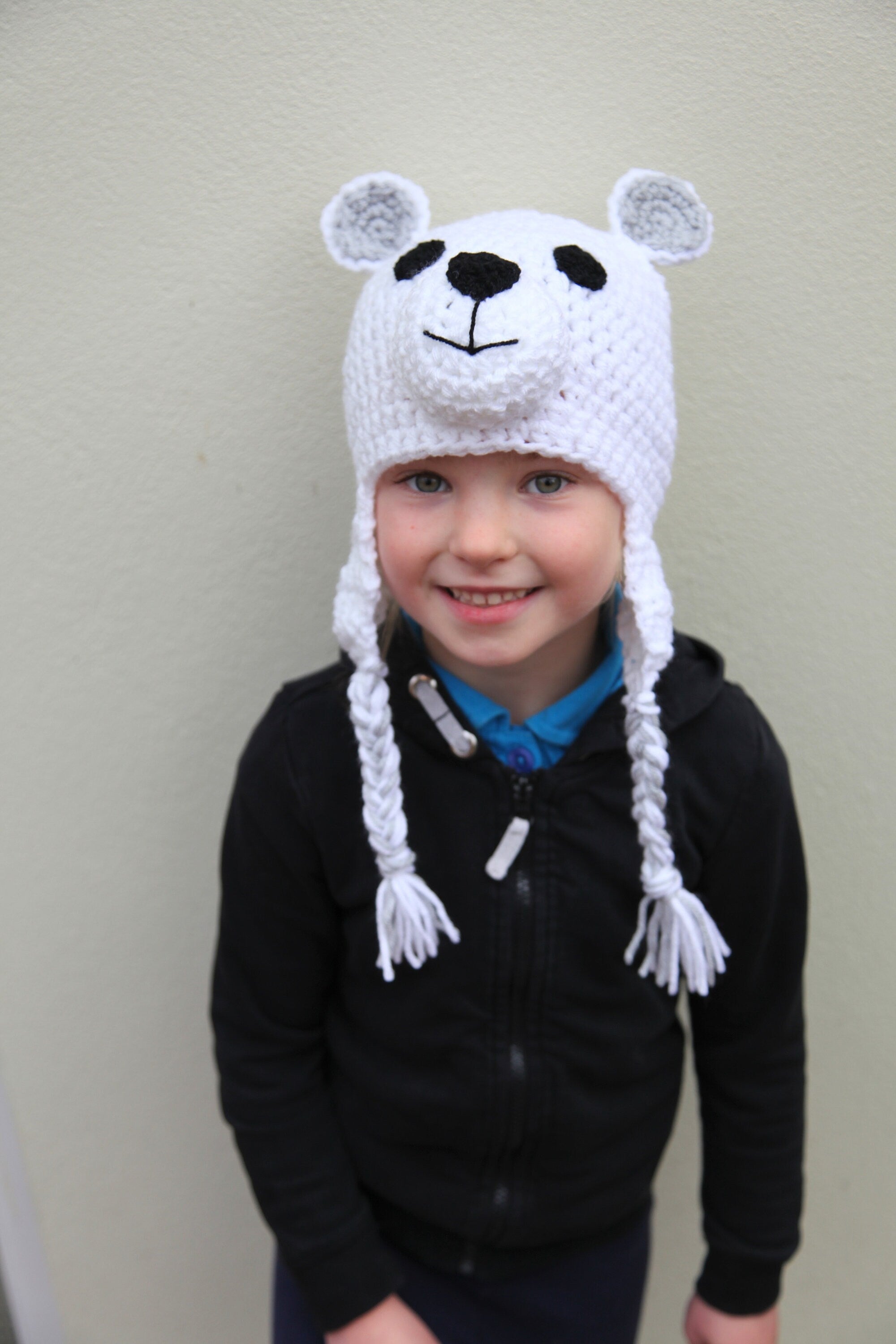 Crochet polar bear novelty hat, Toddler, child, adult size