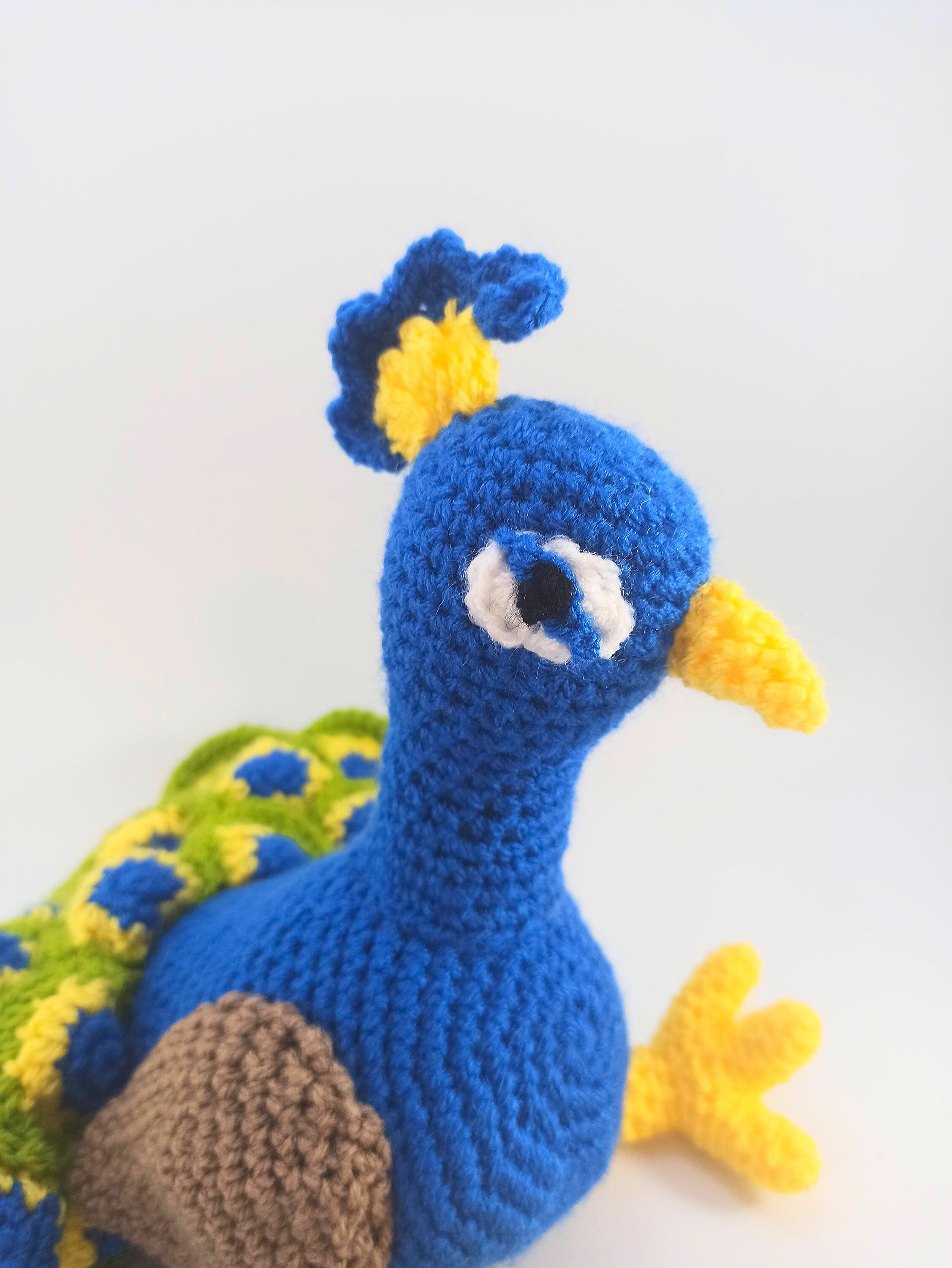 Crochet Peacock Plush Toy: Cuddly Stuffed Animal, Nursery Decor