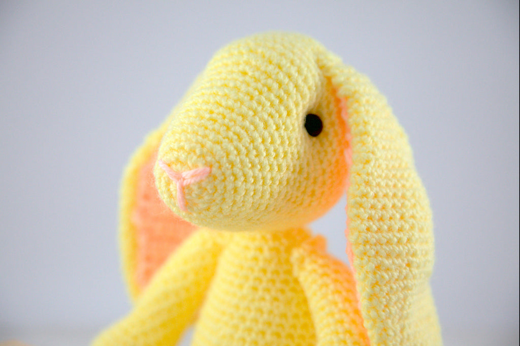 Crochet Rabbit Plush: Yellow Bunny Stuffed Animal, Nursery Decor