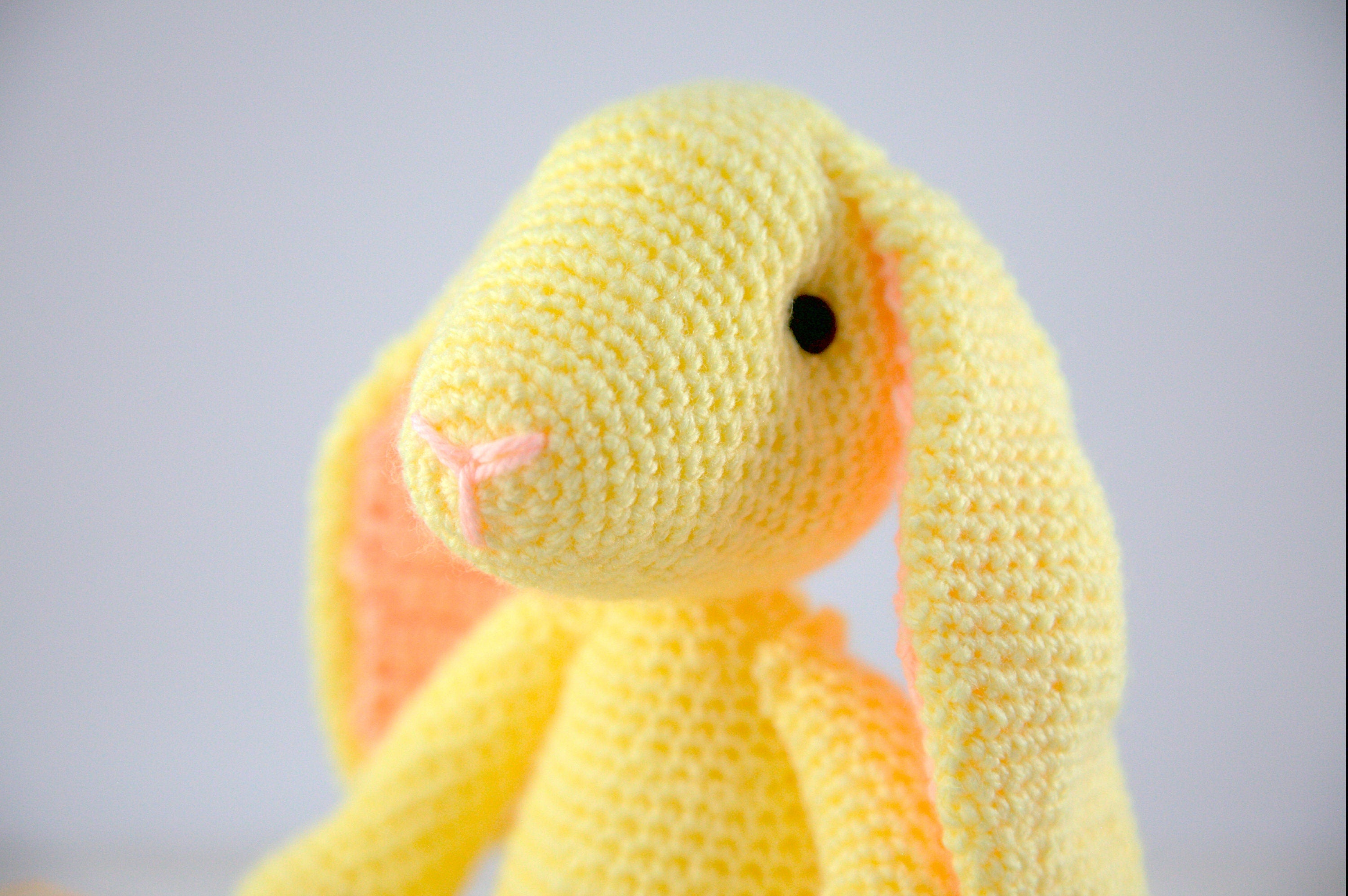 Crochet Rabbit Plush: Yellow Bunny Stuffed Animal, Nursery Decor