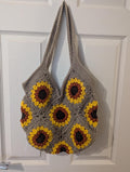 Sac crochet tournesol, sac granny square