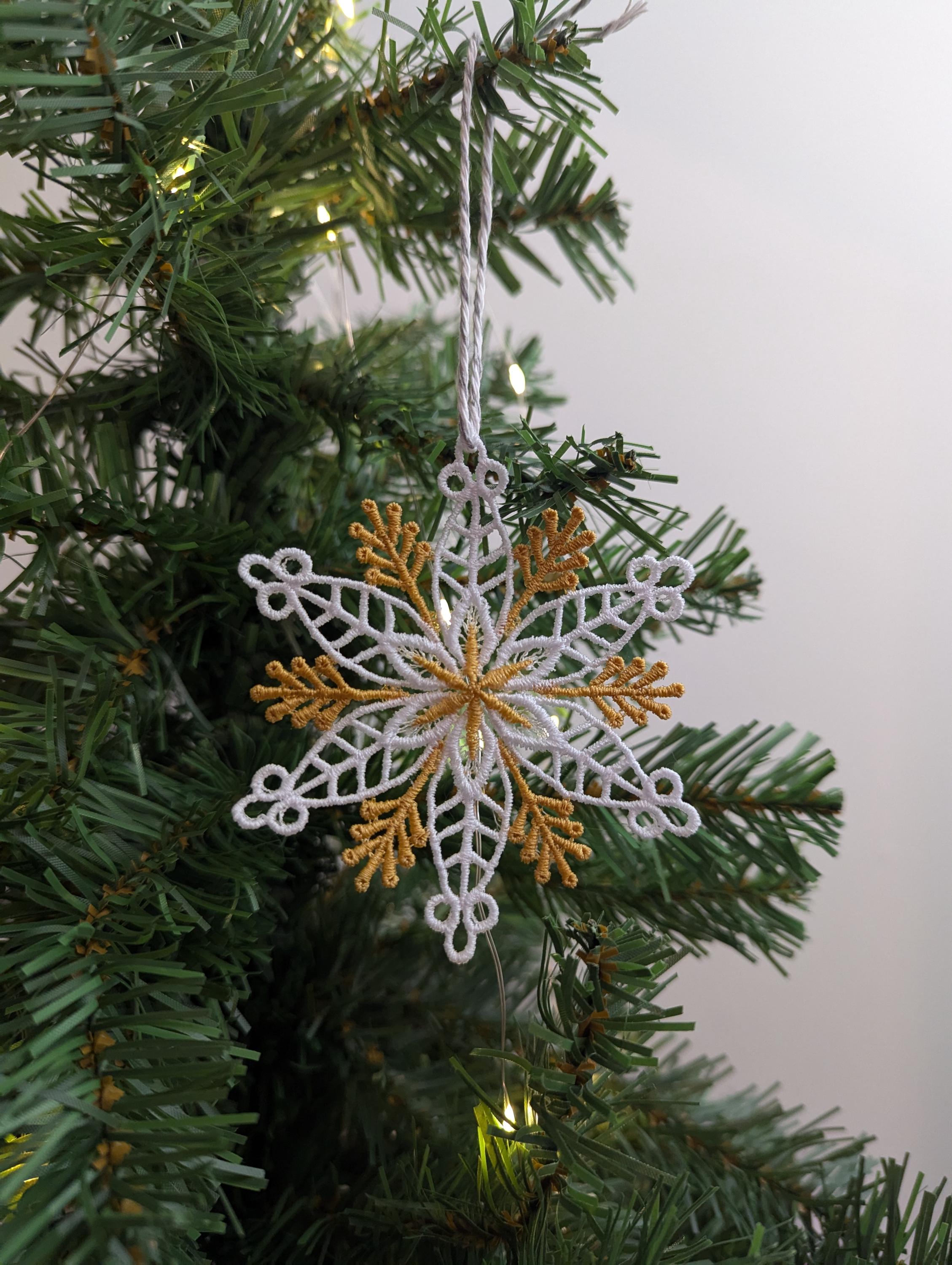 Machine Embroidery Snowflake Ornament: Lacey Christmas Decor