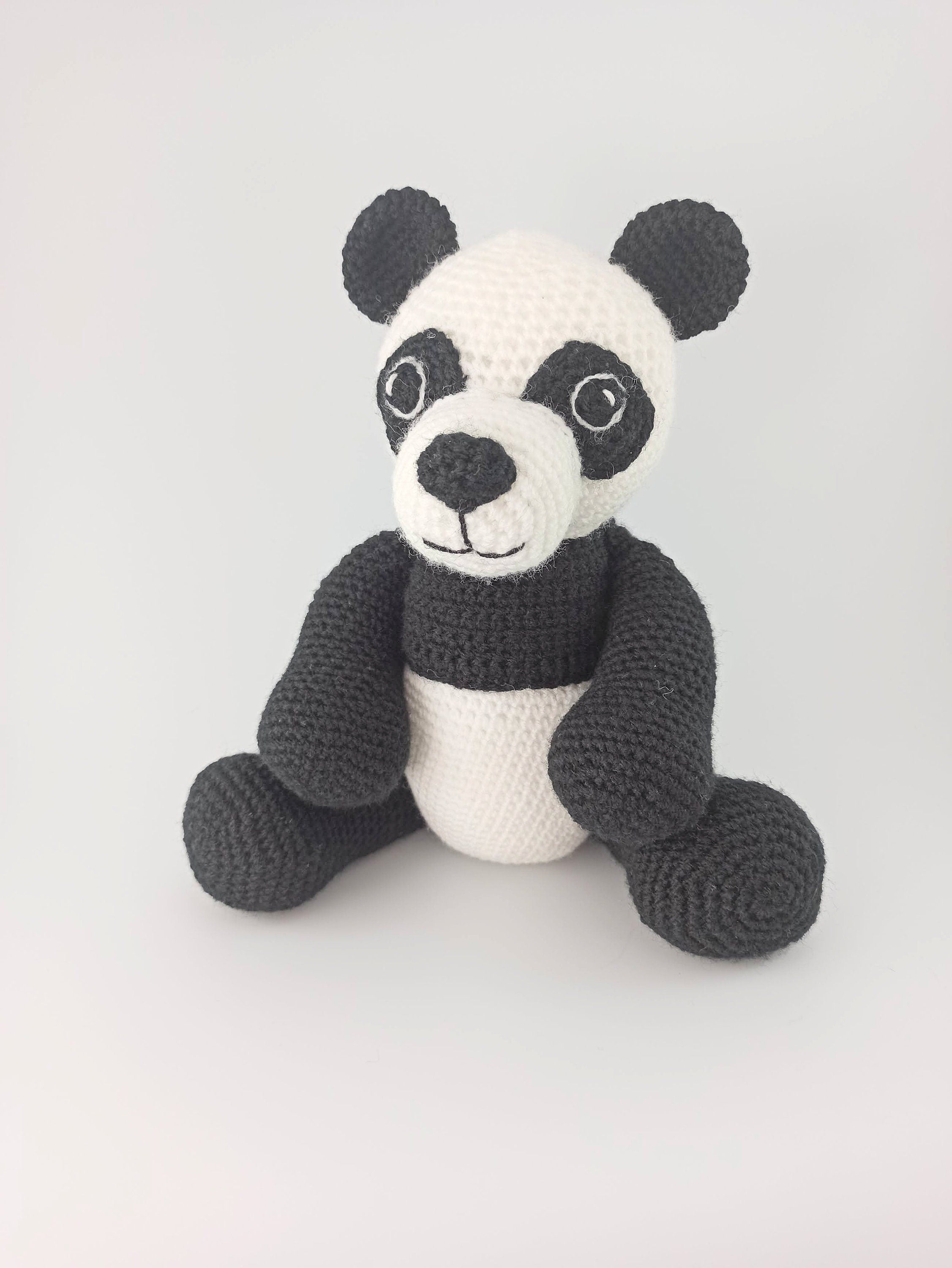 Crochet Panda cuddly toy, Soft toy, stuffed animal, black and white, nursery decor